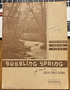 VINTAGE NOTEN 1937 BUBBLING SPRING VON JULIE RIVE-KING SHATTINGER MUSIC PIANO - Bild 1 von 3