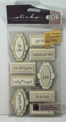 New Sticko I Do WEDDING DAY WHIMSY CAPTION Dimensional Stickers 2 Sheets - Изображение 1 из 2