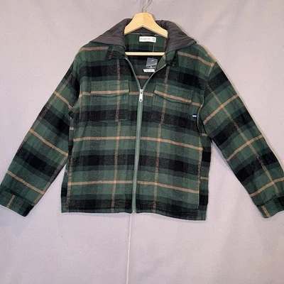Abercrombie Niños Niños Talla 15/16 Verde Cuadros Franela Gruesa Cremallera Chaqueta con Capucha Nueva con Etiquetas Foto 1 de 4