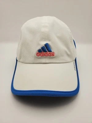 Adidas Runners Hat  Adjustable  White/Blue Trim One Size Fits All Climate Cool - Image 1 of 4