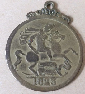 Vintage 1823 Georg IV Gedenkmünze Anhänger St George & Dragon Design - Bild 1 von 2