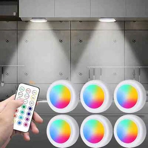 Color Under Cabinet Light Wireless Battery LED Lamp Remote Control Dimmable Lamp - Picture 1 of 27