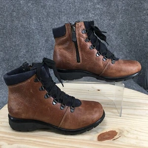 Toe Warmers Boots Womens 9.5 M Yukon Low Lace Up Zip Bootie T18598 Brown Leather - Picture 1 of 16