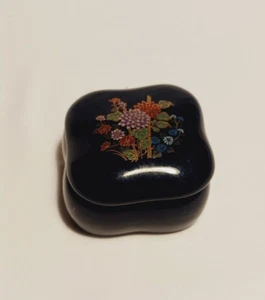 Kerze im dekorativen Gefäß Schmuckkästchen floral blau - Bild 1 von 6