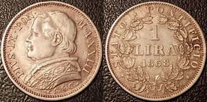 Italie - Vatican - Pie IX - 1 lira argent 1868 An XXIII TTB/SUP ! KM# 1378 - Imagen 1 de 1