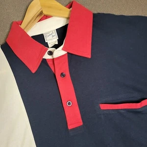 Vintage Haband Casual Joe Golf Polo Herren großer Farbblock Rugby gebändert Opa - Bild 1 von 14