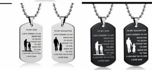 Men Stainless Steel Necklace With Inspirational Msg To Son Or Daughter N 2 Types - Picture 1 of 7