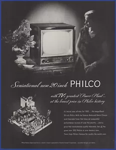 Vintage 1952 PHILCO 20" TV Television Ephemera 1950's Print Ad - Picture 1 of 1