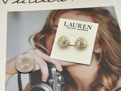 Aretes Ralph Lauren tono dorado con escudo Bassett Foto 1 de 3
