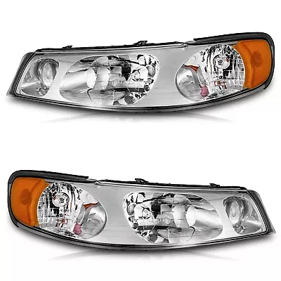 WEELMOTO Pair Headlights Assembly For 1998-2002 Lincoln Town Car Chrome w/o Bulb - Image 1 of 4