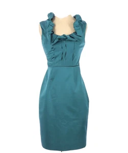 Lela Rose Dress Square Neck Ruffle Bodycon Side Zip Silk Lined Cocktail Size 0 - Picture 1 of 11