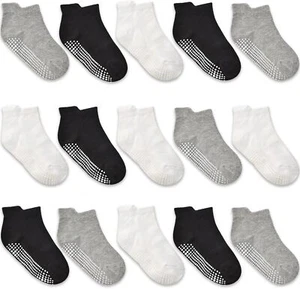 HYCLES Non-Slip Toddler Socks 15 Pairs Non 1-3T, #1 Black+white+grey 15 - Picture 1 of 7