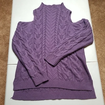 Suéter Top Pullover Ciruela Suave New York & Company Para Mujer L Peek A Boo Hombros Foto 1 de 4