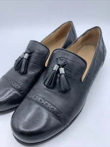 Array Womens Hadley Black Leather Tassel Loafers Shoes Flats Size 9.5 Medium - Picture 1 of 12