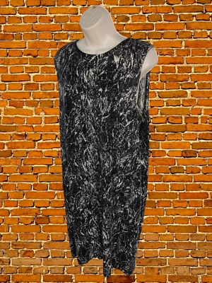 VESTIDO COS MEDIANO NEGRO ESTAMPADO SIN MANGAS HASTA LA RODILLA SIN MANGAS 100% LANA MERINO Foto 1 de 4