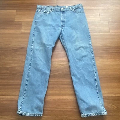 Vintage Levis 505 Jeans Mens 42x32 Blue Denim  USA Regular Black Bat Wing 90s - Image 1 of 4