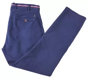 Bally Navy Blue Woven Cotton Mens Casual Flat Front Chinos Pants 32 x 28 - Picture 1 of 10