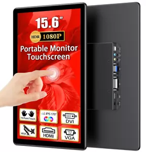 UPERFECT 15.6 Inch Touchscreen Monitor 1920x1080 Portable Monitor HDMI DVI VGA - Picture 1 of 12