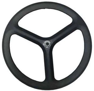 700C 50mm Depth 3 Spokes Clincher/Tubular Carbon Wheels for Track/ Time Bike - Picture 1 of 12