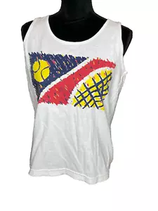 Vintage Tennis tank top Womens the Sporting look Size Medium cotton Made in USA - Picture 1 of 5