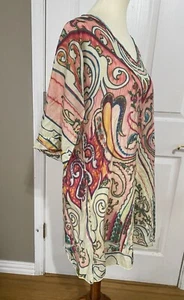 Johnny Was 3/4 Sleeve V-Neck Floral Printed Tunic Top M - Picture 1 of 5