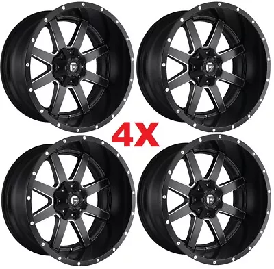 FUEL MAVERICK BLACK MILLED WHEELS RIMS SIERRA RAM SILVERADO 1500 22X10 - Image 1 of 4