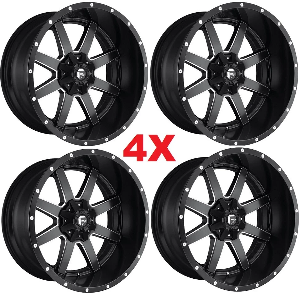 FUEL MAVERICK BLACK MILLED WHEELS RIMS SIERRA RAM SILVERADO 1500 20X9 SET OF 4 Foto 1 de 4