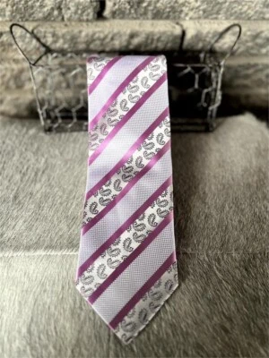 Corbata ROSA Londres púrpura cachemira/violeta estampado 100 % seda Foto 1 de 4