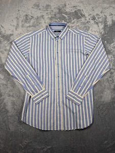 Camisa deportiva informal con botones Zegna a rayas verticales 100 % algodón Italia XL - Imagen 1 de 9