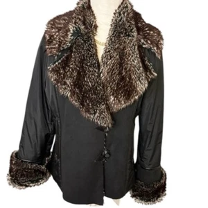 Vintage Midnight Velvet Penny Lane Faux Fur Collar Coat 70’s Style Sz S - Picture 1 of 7