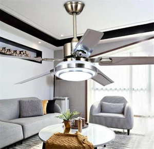 48" Silver Industrial Ceiling Fan - 5000CFM & 3-Color LED with Remote - Picture 1 of 14