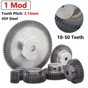1 Mod 45# Steel Spur Gear 10T-50T Bore 4mm-25mm Pinion Gear with Step Motor Gear - Picture 1 of 9