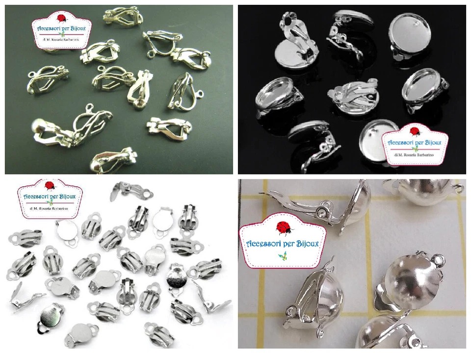 Orecchini a Clip per Lobo senza buco Argento Vedi Foto base cammeo (R5) - Immagine 1 di 1