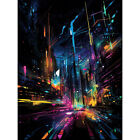 New York City Night Modern Abstract Neon Contrast Canvas Poster Picture Wall Art