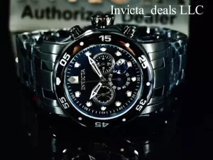 NUOVO Orologio Invicta 48mm Uomo Pro Diver SCUBA Cronografo QUADRANTE NERO Triplo Nero - Foto 1 di 14