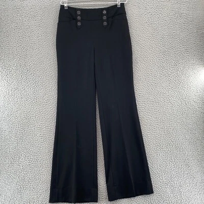 White House Black Market Pants Womens 0 Modern Flare Black Stretch Nautical Work - Image 1 of 4