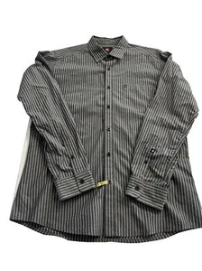 Quicksilver Medium Grey Stripe Button Front long sleeve shirt Regular - Picture 1 of 18