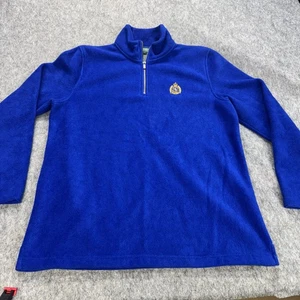 Lauren Ralph Lauren Fleece Pullover L Women’s Royal Blue 1/4 Zip Crest Logo - Picture 1 of 9