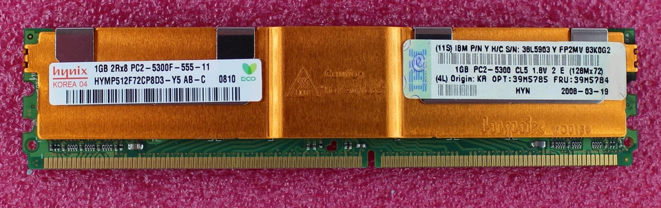 39M5784 - IBM 1GB 2Rx8 PC2-5300F/667 ECC ddr2 Memory - Image 1 of 1