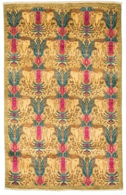 4'1" x 6'2" Hand Knotted Oriental Carpet Traditional Wool Area Rug - Image 1 of 4