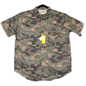 Caterpillar Herren SS Button Down Arbeitshemd Grün Camouflage CAMO XL NEU X LARGE - Bild 1 von 11