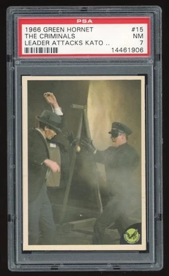 1966 DONRUSS GREEN HORNET #15 "LEADERS ATTACKS KATO" CARD PSA 7 w/BRUCE LEE - Image 1 of 2