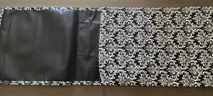 Scribble Linen Black White Damask Table Runner 2 Sides Chalk Writable 68”L 14”W - Picture 1 of 3