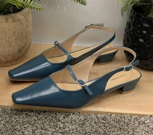 C Paravano Slick Slingback Low Heel Leather Women's Size 41 US 9.5/10 Shoes  - Picture 1 of 8