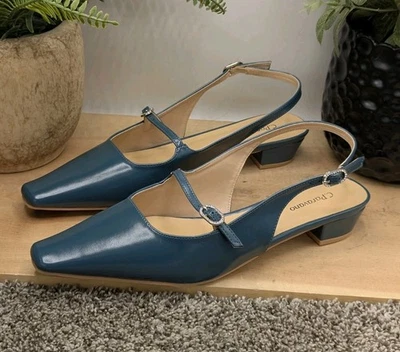 C Paravano Slick Slingback Low Heel Leather Women's Size 41 US 9.5/10 Shoes  - Image 1 of 4