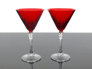 CRISTAL D’ARQUES LONGCHAMP 25TH ANNIVERSARY CRYSTAL MARTINI GLASSES – SET OF 2 - Picture 1 of 2