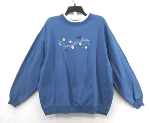 M&C Sportswear Sweatshirt Women Size XL Blue Embroidered Buttons Grandkids Theme - Picture 1 of 10