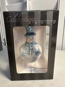 Celebrations by Radko - Hand Crafted Glass Christmas Ornament Shiny Snowman NIB - Picture 1 of 3