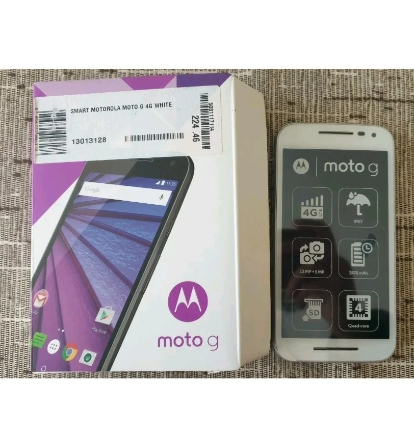 Smartphone MOTOROLA MOTO G 4G WHITE 3rd generation 8GB+microSD/XT1541 NUOVO  - Immagine 1 di 1