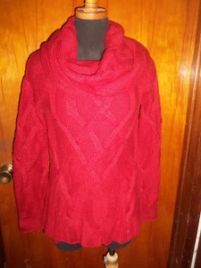 Victoria's Secret Moda International Pullover rot Wasserfallausschnitt Zopfmuster Oberteil M neu - Bild 1 von 6